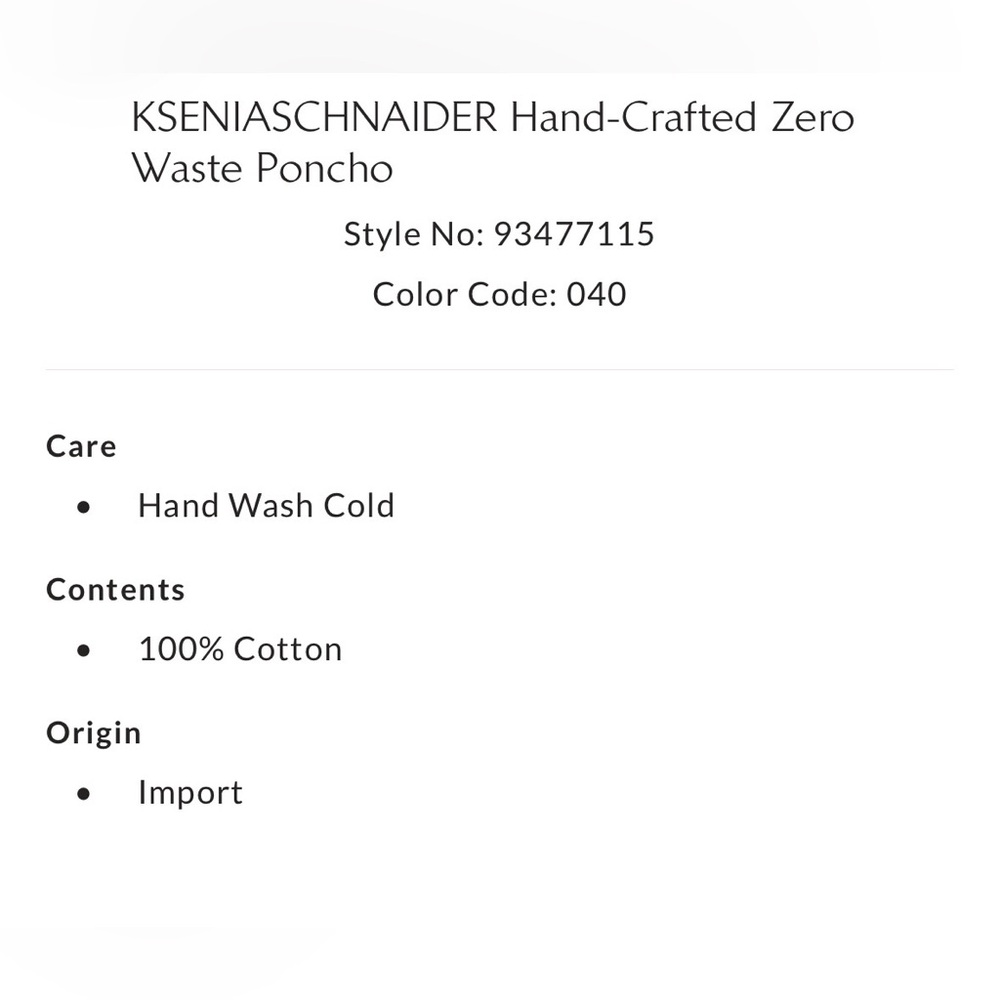 NWT Free People KSENIASCHNAIDER Hand-Crafted Zero Waste Poncho Size XS - Picture 6 of 11